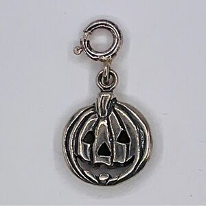 Halloween Pumpkin Jack O Sterling Silver 925 Charm Clip Jewelry Bracelet Pendant